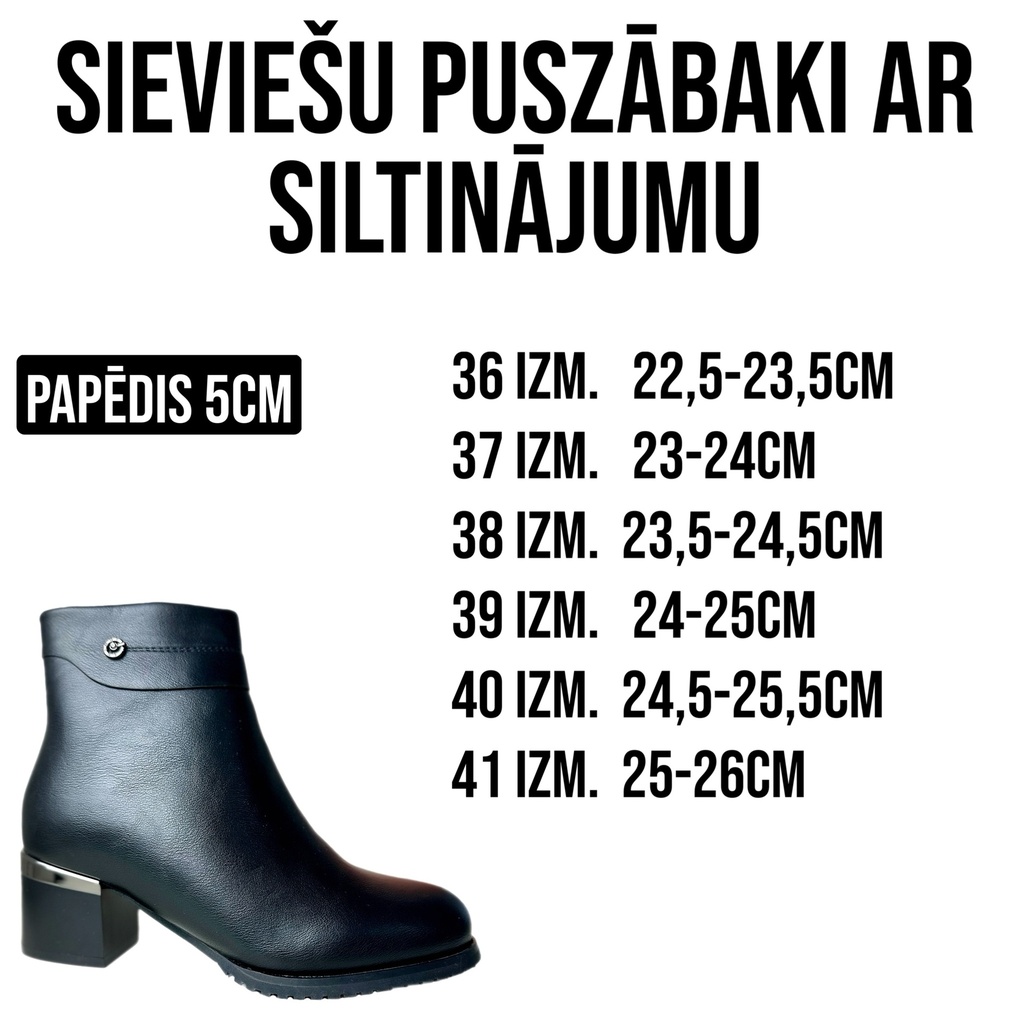 Sieviešu ziemas puszābaciņi ar papēdi.